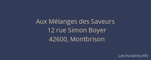Aux Mélanges des Saveurs
