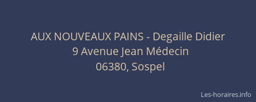 AUX NOUVEAUX PAINS - Degaille Didier