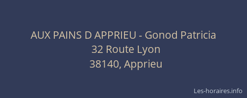 AUX PAINS D APPRIEU - Gonod Patricia