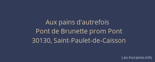 Aux pains d'autrefois