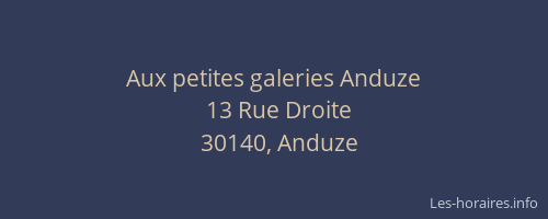 Aux petites galeries Anduze