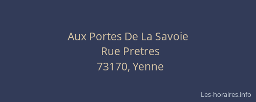 Aux Portes De La Savoie