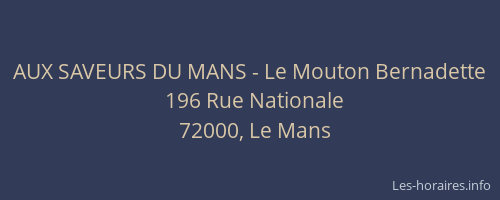 AUX SAVEURS DU MANS - Le Mouton Bernadette