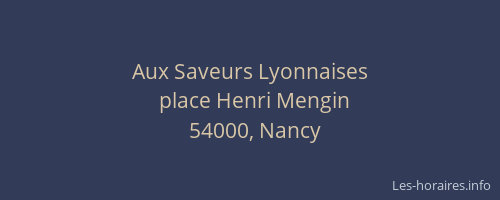 Aux Saveurs Lyonnaises
