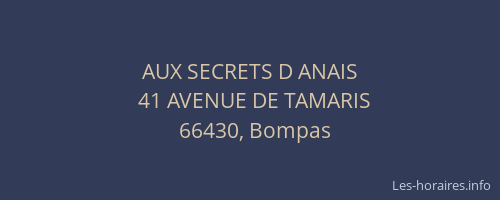 AUX SECRETS D ANAIS