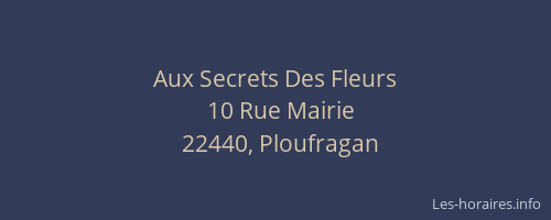 Aux Secrets Des Fleurs