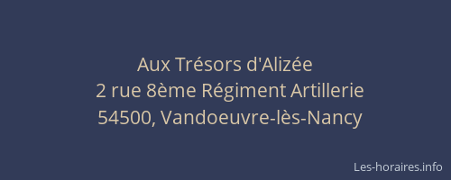 Aux Tr&eacute;sors d'Aliz&eacute;e