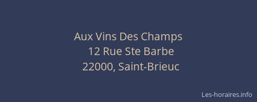 Aux Vins Des Champs