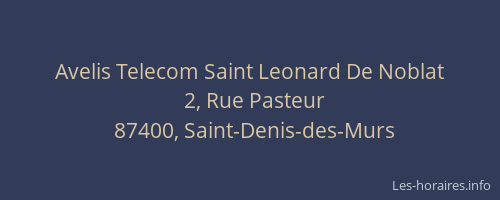 Avelis Telecom Saint Leonard De Noblat