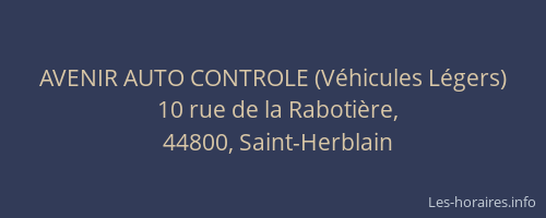 AVENIR AUTO CONTROLE (Véhicules Légers)