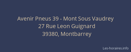 Avenir Pneus 39 - Mont Sous Vaudrey