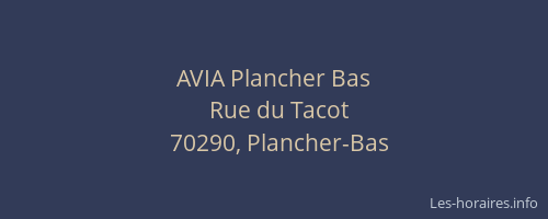 AVIA Plancher Bas