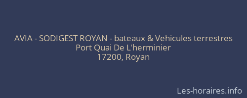 AVIA - SODIGEST ROYAN - bateaux & Vehicules terrestres