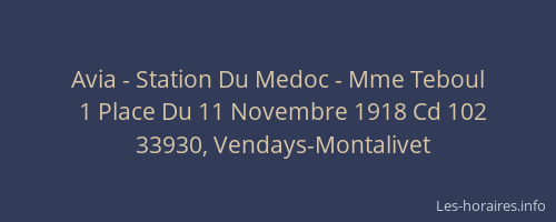 Avia - Station Du Medoc - Mme Teboul