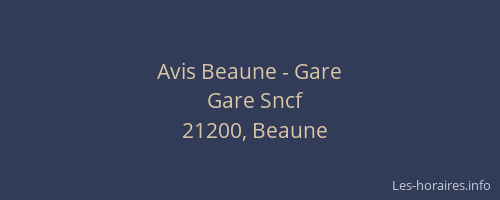 Avis Beaune - Gare