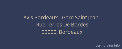 Avis Bordeaux - Gare Saint Jean