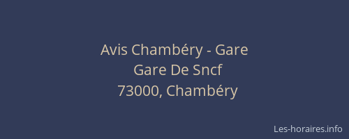 Avis Chambéry - Gare