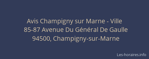 Avis Champigny sur Marne - Ville