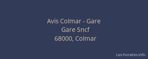 Avis Colmar - Gare