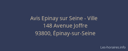 Avis Epinay sur Seine - Ville