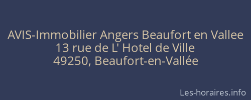AVIS-Immobilier Angers Beaufort en Vallee