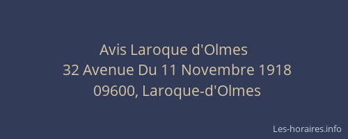 Avis Laroque d'Olmes