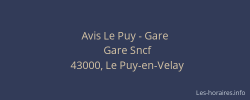 Avis Le Puy - Gare
