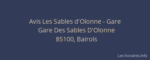 Avis Les Sables d'Olonne - Gare
