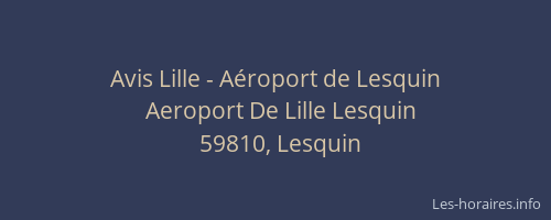 Avis Lille - Aéroport de Lesquin