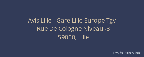 Avis Lille - Gare Lille Europe Tgv