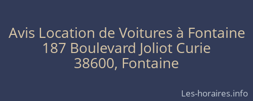 Avis Location de Voitures à Fontaine