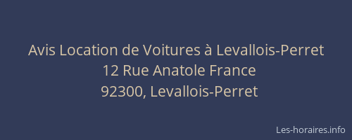 Avis Location de Voitures à Levallois-Perret