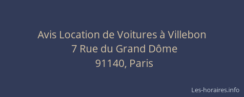 Avis Location de Voitures à Villebon