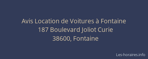 Avis Location de Voitures &agrave; Fontaine