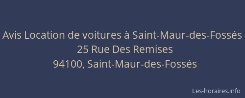 Avis Location de voitures à Saint-Maur-des-Fossés