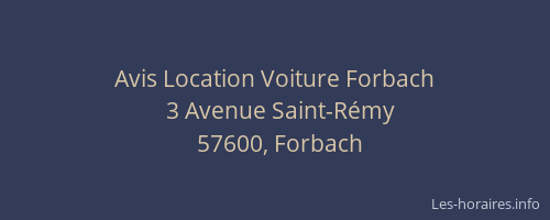 Avis Location Voiture Forbach