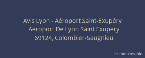 Avis Lyon - Aéroport Saint-Exupéry