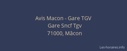 Avis Macon - Gare TGV