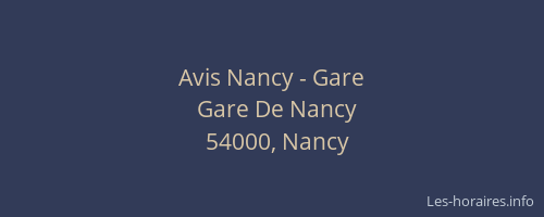Avis Nancy - Gare