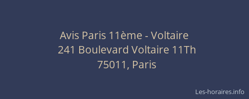 Avis Paris 11ème - Voltaire