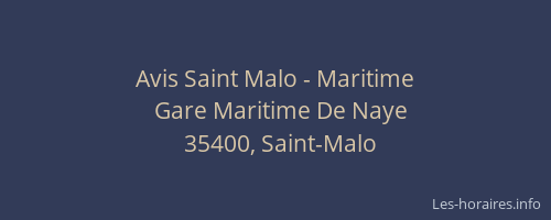Avis Saint Malo - Maritime