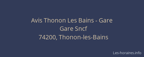 Avis Thonon Les Bains - Gare