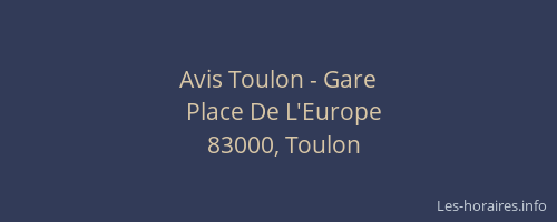 Avis Toulon - Gare