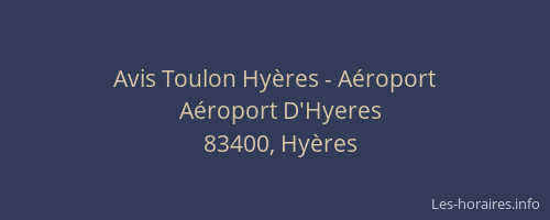 Avis Toulon Hyères - Aéroport