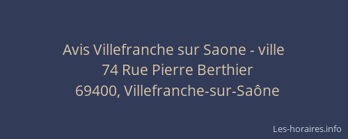 Avis Villefranche sur Saone - ville