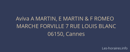 Aviva A MARTIN, E MARTIN & F ROMEO