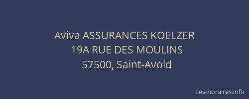 Aviva ASSURANCES KOELZER