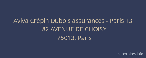 Aviva Crépin Dubois assurances - Paris 13