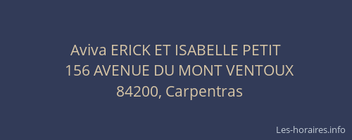Aviva ERICK ET ISABELLE PETIT