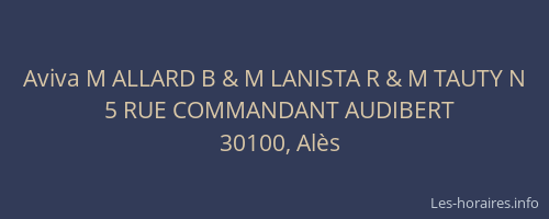 Aviva M ALLARD B & M LANISTA R & M TAUTY N